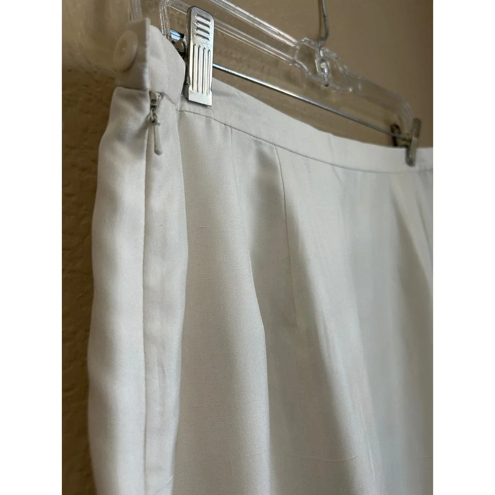 Talbots Pure Silk Maxi Skirt Ivory Embroidered Floral Paisley Side Slit Size 16